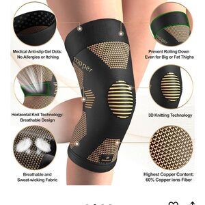 Copper Leg Sleeve for compression/support/comfort, MEDIUM. New, sealed
